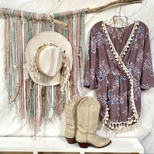 🤍BOHO floral romper with gorgeous boho trim